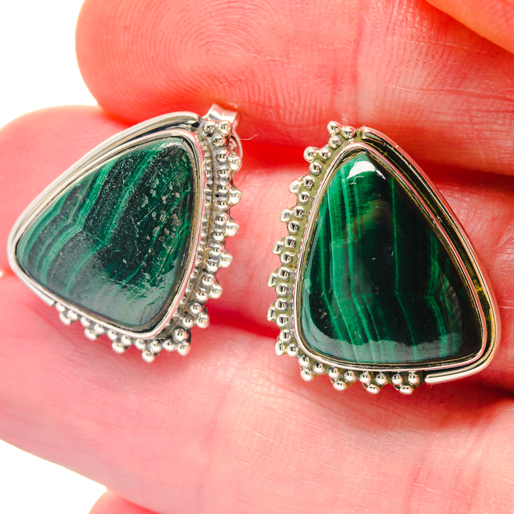 Malachite Earrings handcrafted by Ana Silver Co - EARR423221
