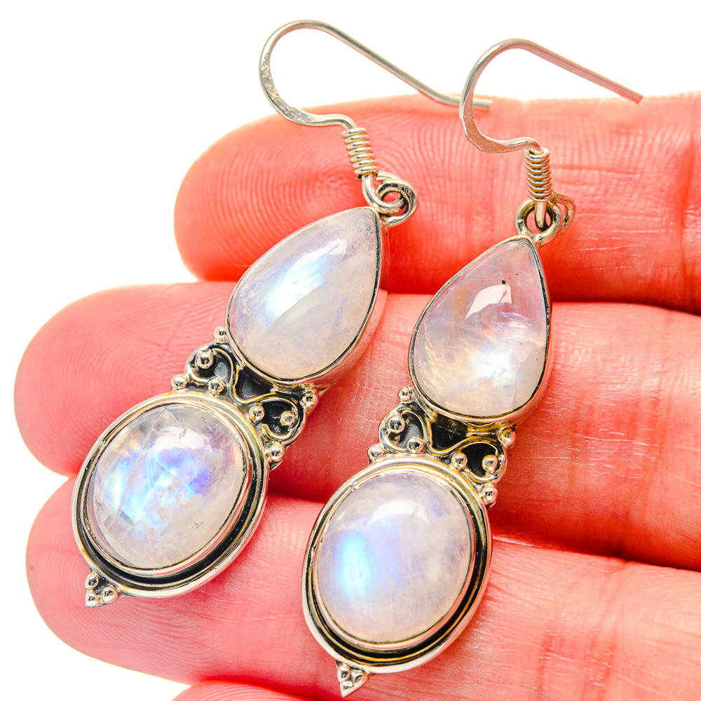 Rainbow Moonstone Earrings handcrafted by Ana Silver Co - EARR423227
