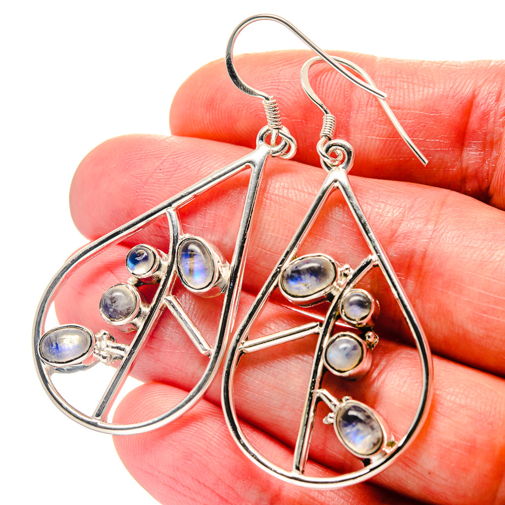 Rainbow Moonstone Earrings handcrafted by Ana Silver Co - EARR423230
