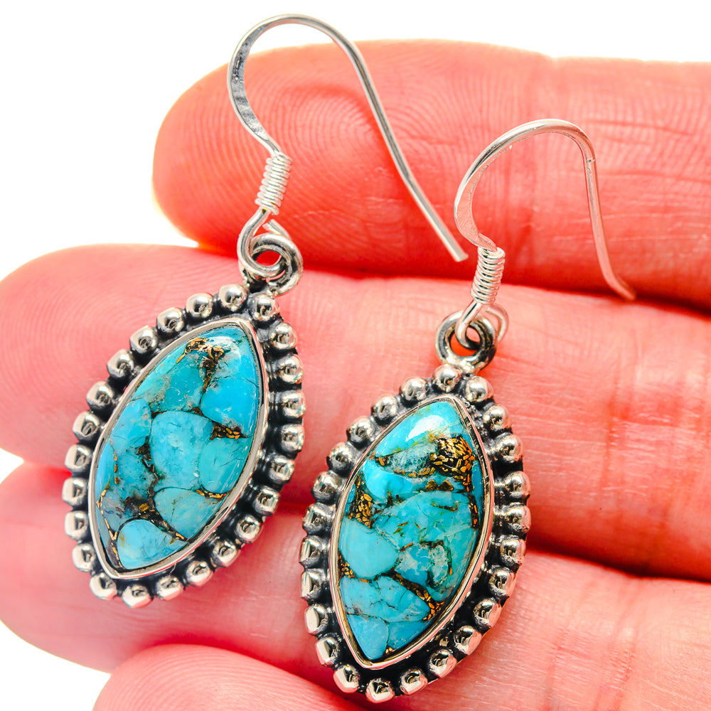 Blue Copper Composite Turquoise Earrings handcrafted by Ana Silver Co - EARR423237