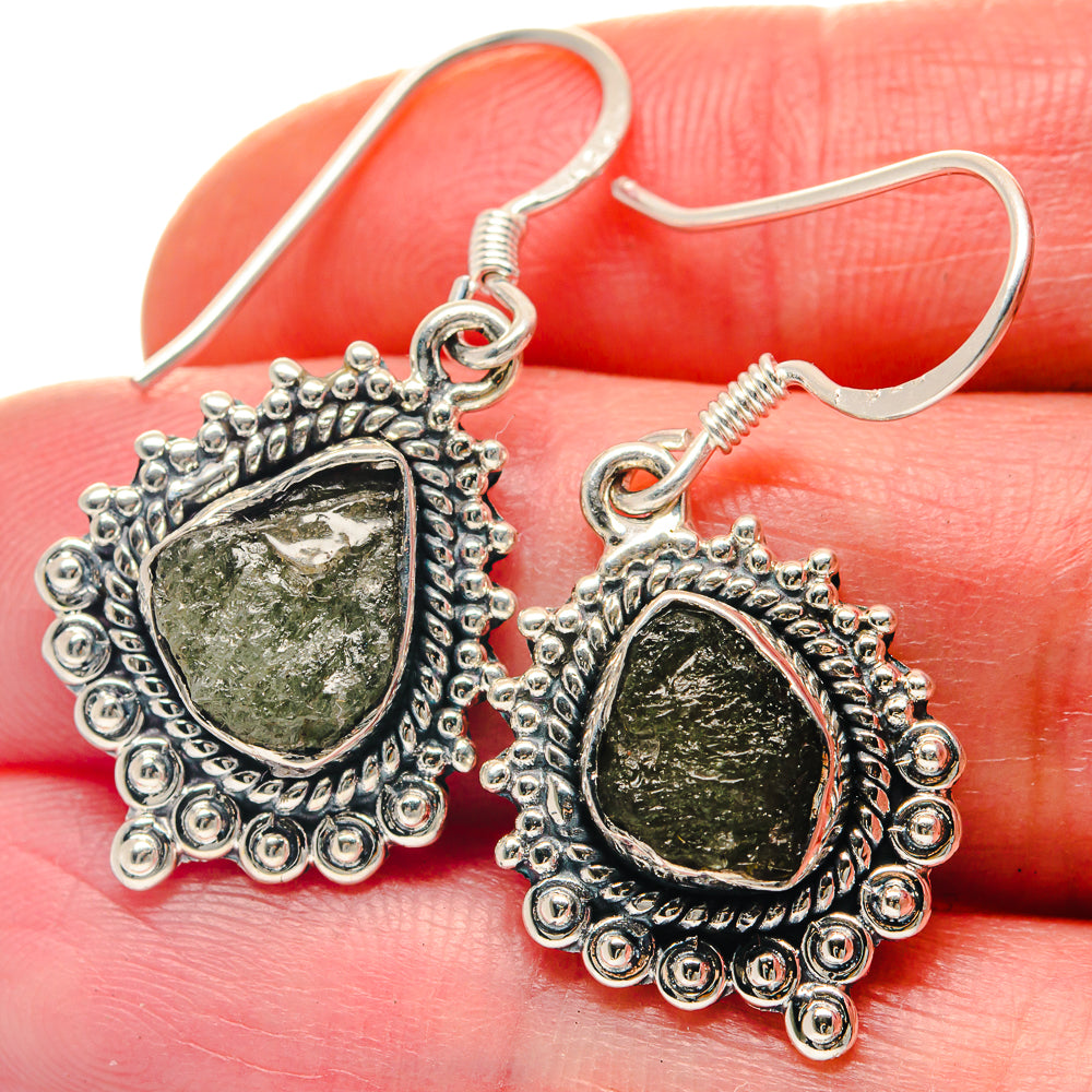 Czech Moldavite Earrings handcrafted by Ana Silver Co - EARR423240