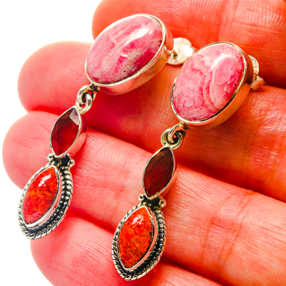 Rhodochrosite Earrings handcrafted by Ana Silver Co - EARR423245