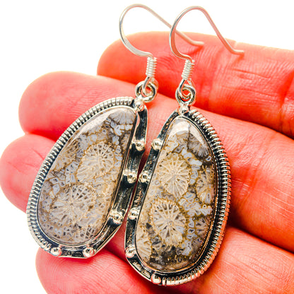 Fossil Coral Earrings handcrafted by Ana Silver Co - EARR423246