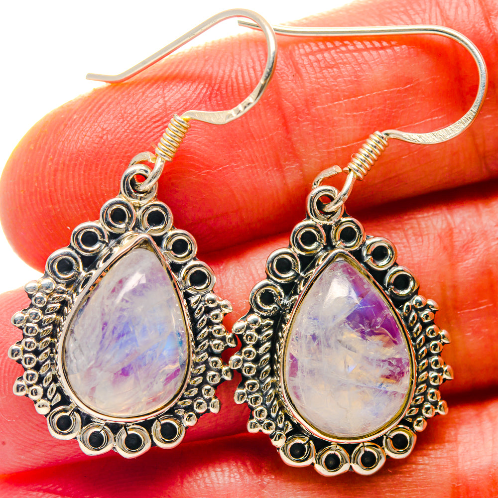 Rainbow Moonstone Earrings handcrafted by Ana Silver Co - EARR423255