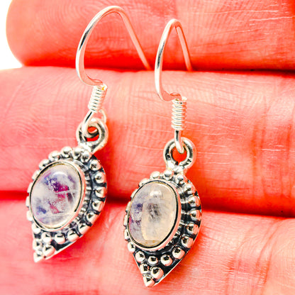 925 sterling silver moonstone earrings with oval iridescent cabochons and ornate frames