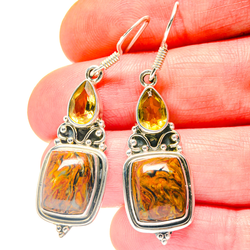 Golden Pietersite Earrings handcrafted by Ana Silver Co - EARR423282