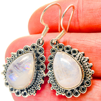 Rainbow Moonstone Earrings handcrafted by Ana Silver Co - EARR423305