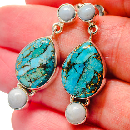 Blue Copper Composite Turquoise Earrings handcrafted by Ana Silver Co - EARR423329