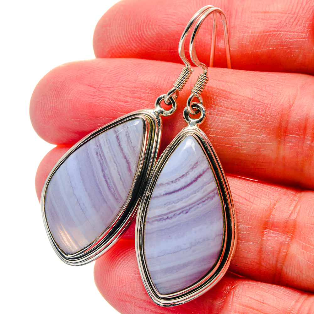 Blue Lace Agate Earrings handcrafted by Ana Silver Co - EARR423330