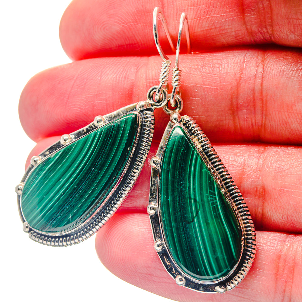 Malachite Earrings handcrafted by Ana Silver Co - EARR423337