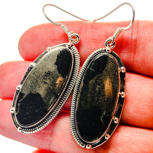 Pyrite In Black Onyx Earrings handcrafted by Ana Silver Co - EARR423351