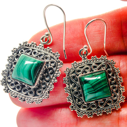 Malachite Earrings handcrafted by Ana Silver Co - EARR423363