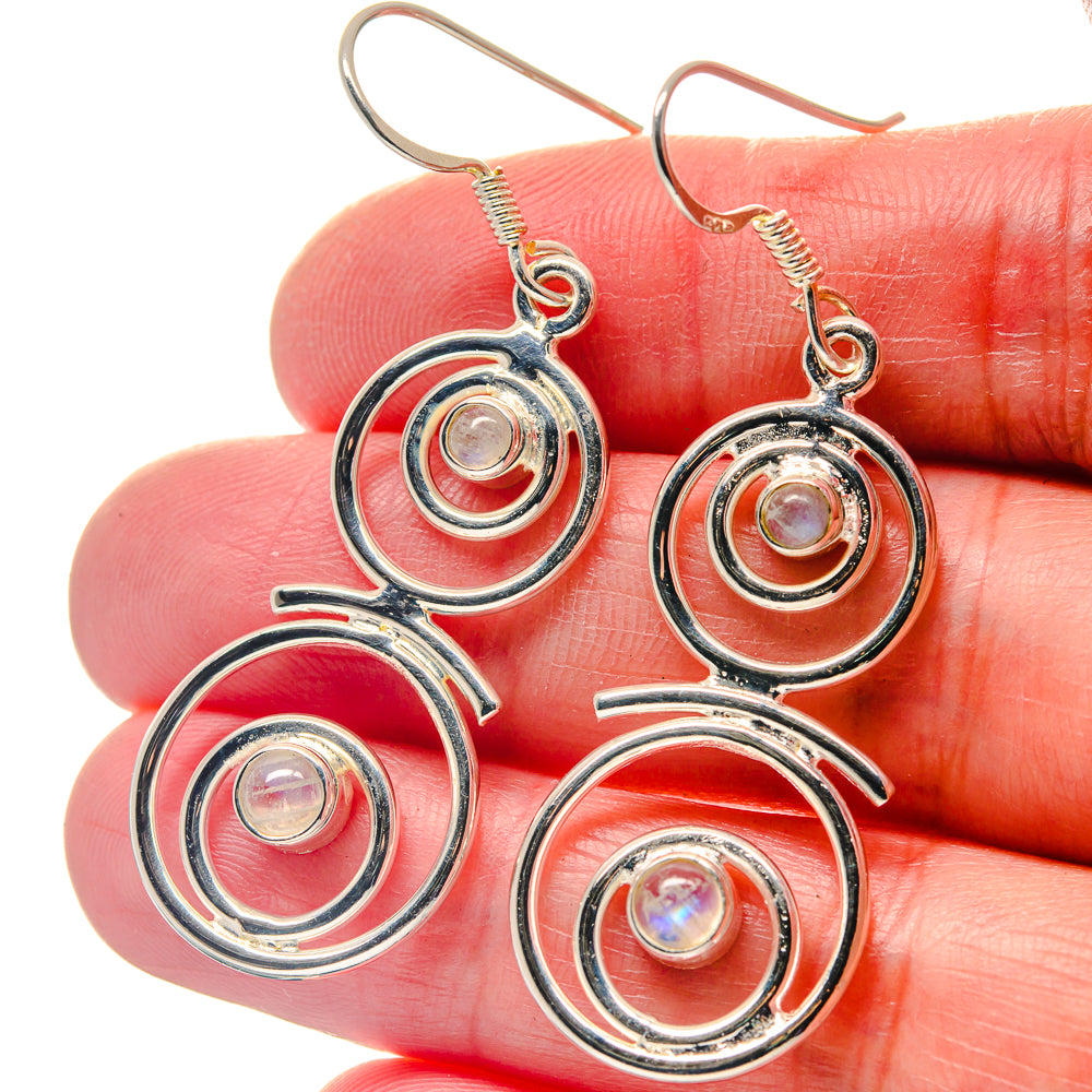 Rainbow Moonstone Earrings handcrafted by Ana Silver Co - EARR423365