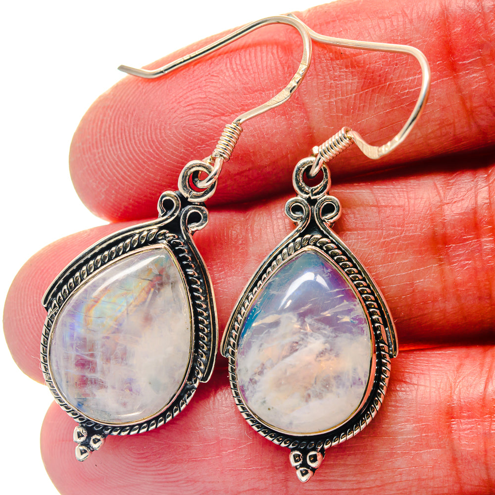 Rainbow Moonstone Earrings handcrafted by Ana Silver Co - EARR423382