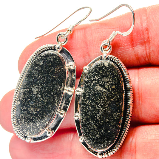 Pyrite In Black Onyx Earrings handcrafted by Ana Silver Co - EARR423385