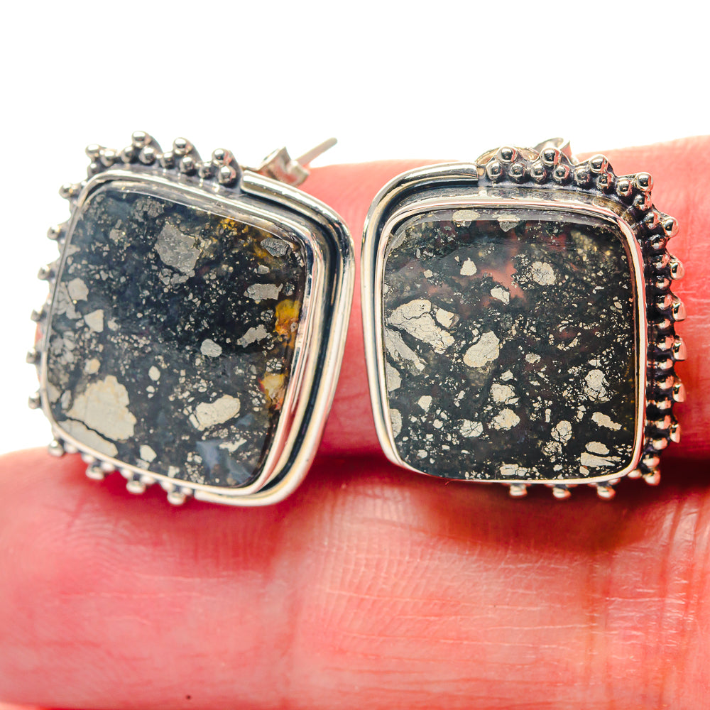 Pyrite Agate Earrings handcrafted by Ana Silver Co - EARR423391
