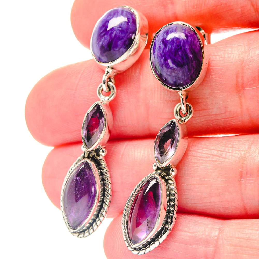Charoite Earrings handcrafted by Ana Silver Co - EARR423402