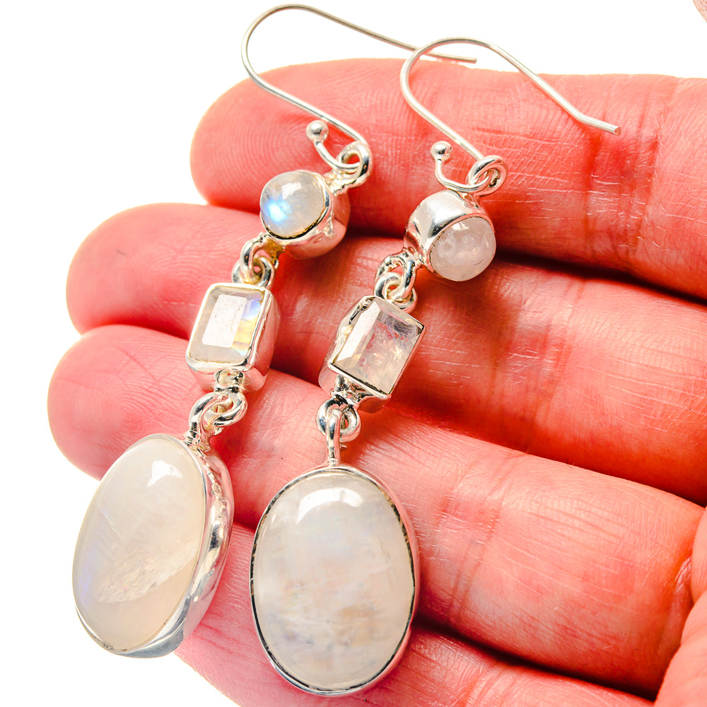 Rainbow Moonstone Earrings handcrafted by Ana Silver Co - EARR423416