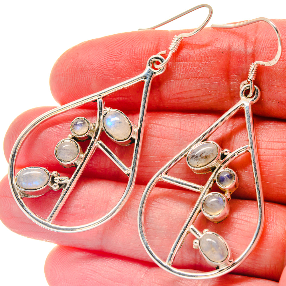 Ocean Jasper, Rainbow Moonstone Pendants handcrafted by Ana Silver Co - EARR423515