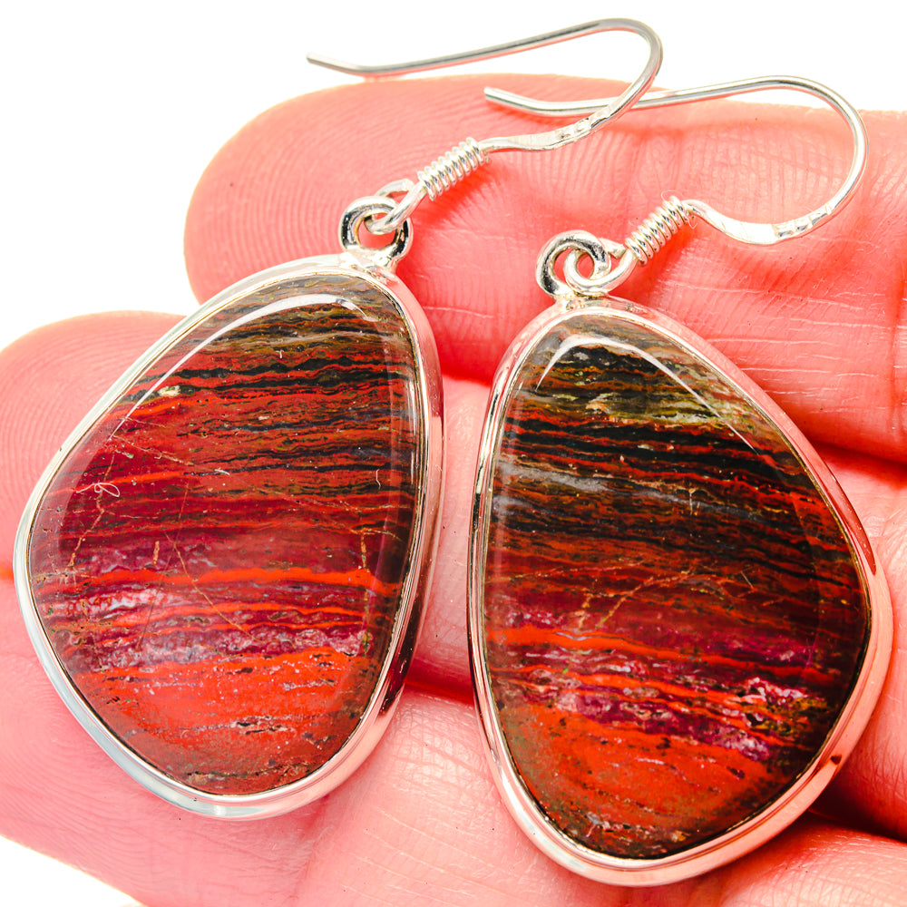Red Jasper Earrings handcrafted by Ana Silver Co - EARR423536