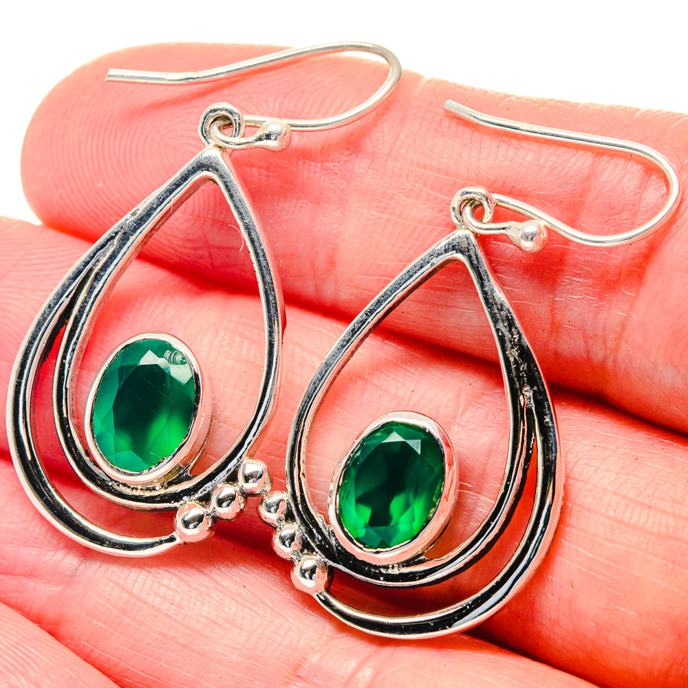 Green Onyx Earrings handcrafted by Ana Silver Co - EARR423544