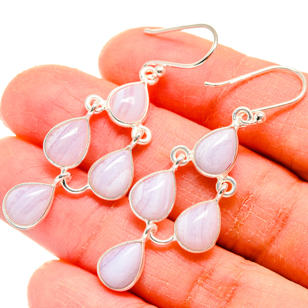 Blue Lace Agate Earrings handcrafted by Ana Silver Co - EARR423769