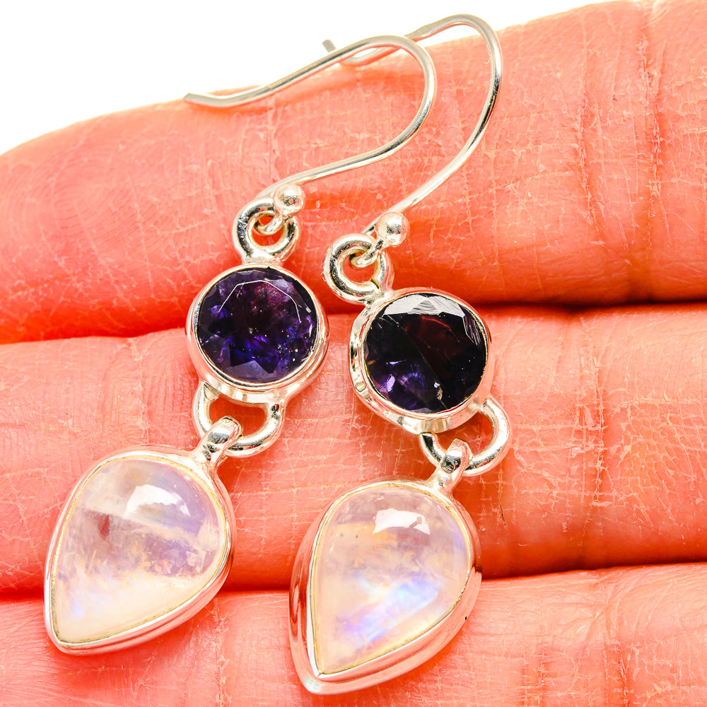 Rainbow Moonstone Earrings handcrafted by Ana Silver Co - EARR423834