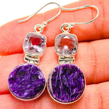 Charoite Earrings handcrafted by Ana Silver Co - EARR423857
