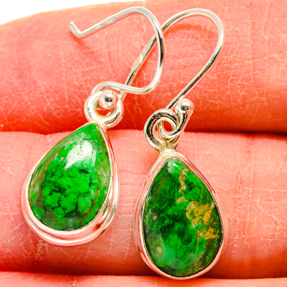 925 silver earrings with green teardrop Maw Sit Sit stone