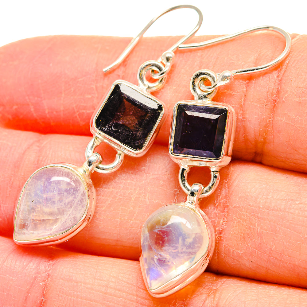Rainbow Moonstone Earrings handcrafted by Ana Silver Co - EARR423877