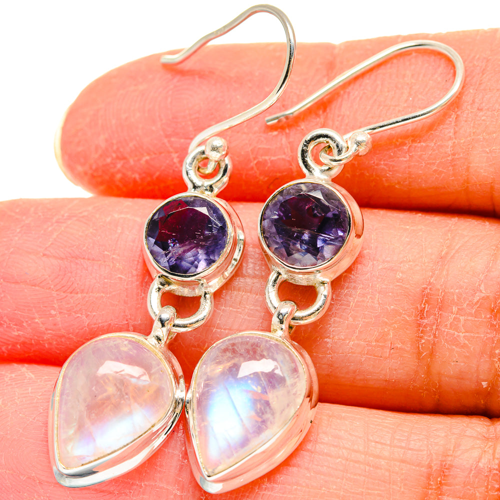 Rainbow Moonstone Earrings handcrafted by Ana Silver Co - EARR423884