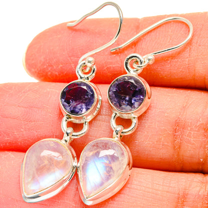 Rainbow Moonstone Earrings handcrafted by Ana Silver Co - EARR423884