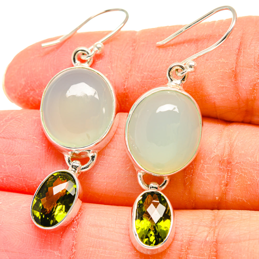 Aqua Chalcedony Earrings handcrafted by Ana Silver Co - EARR423887