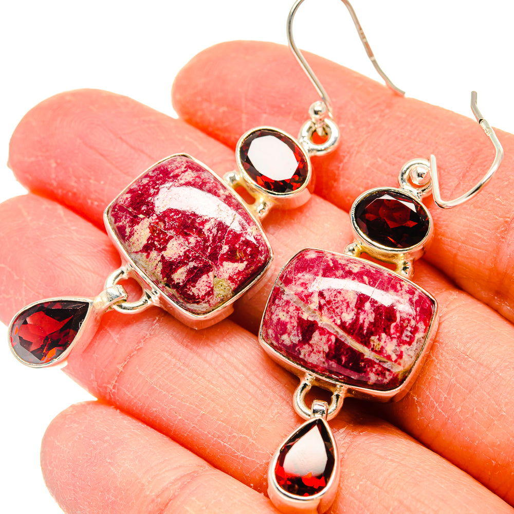 Thulite Earrings handcrafted by Ana Silver Co - EARR423911
