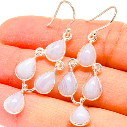 Blue Lace Agate Earrings handcrafted by Ana Silver Co - EARR423912