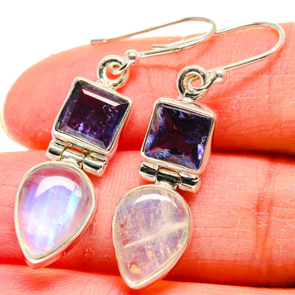 Rainbow Moonstone Earrings handcrafted by Ana Silver Co - EARR423930