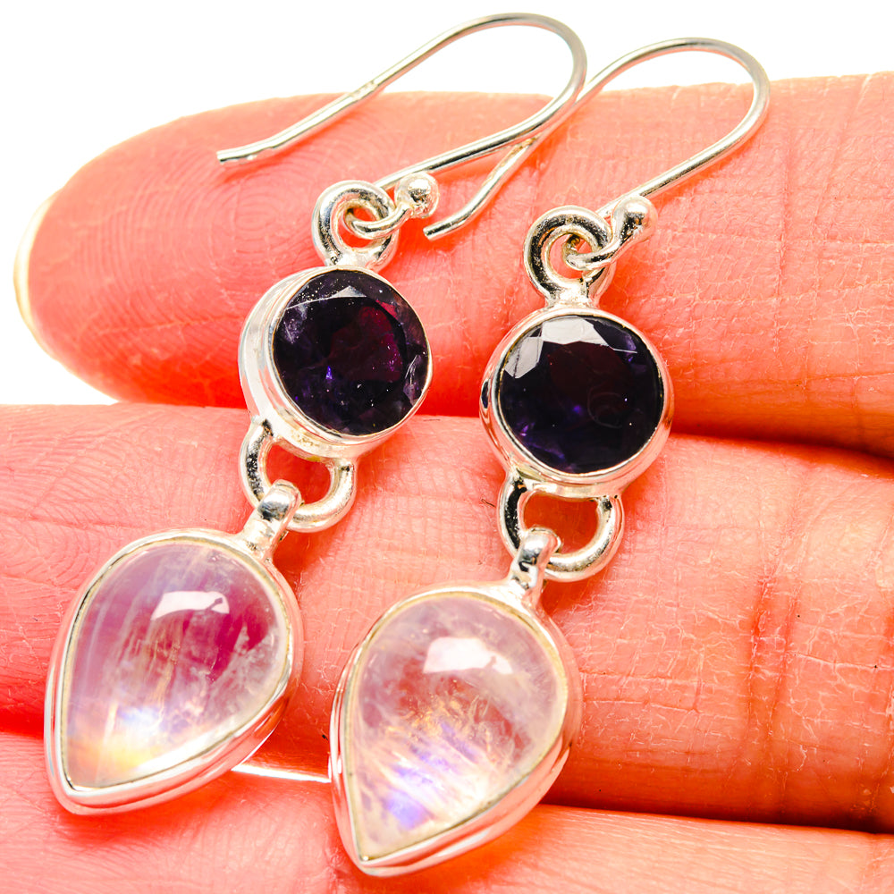 Rainbow Moonstone Earrings handcrafted by Ana Silver Co - EARR423935