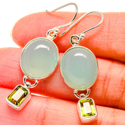 Aqua Chalcedony Earrings handcrafted by Ana Silver Co - EARR423950