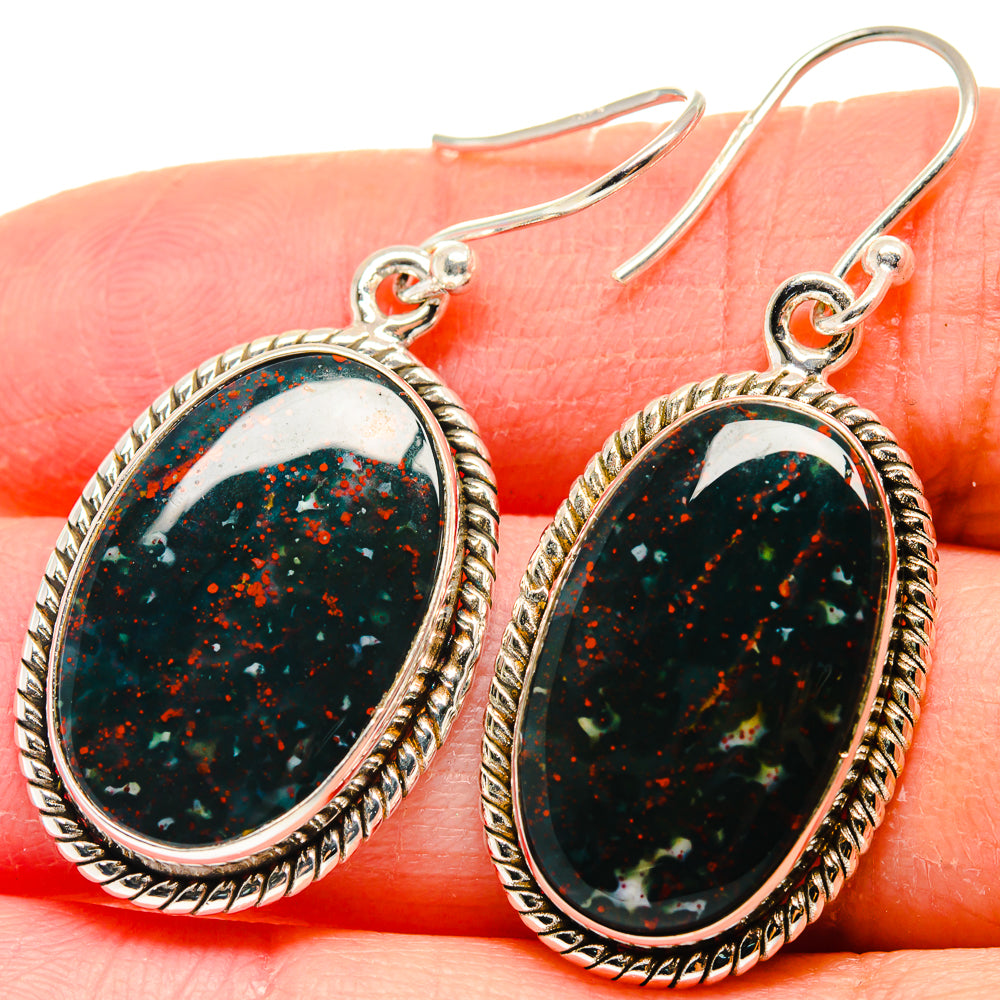 Bloodstone Earrings handcrafted by Ana Silver Co - EARR423955
