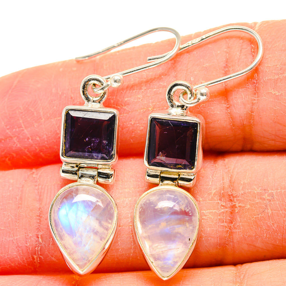 Rainbow Moonstone Earrings handcrafted by Ana Silver Co - EARR423976