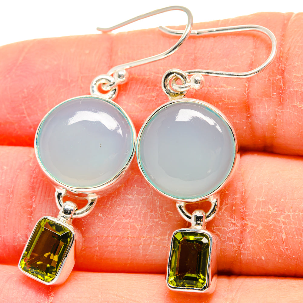 Aqua Chalcedony Earrings handcrafted by Ana Silver Co - EARR423986