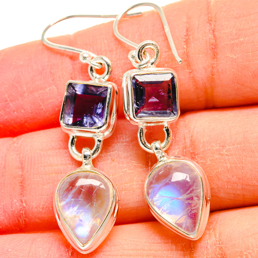 Rainbow Moonstone Earrings handcrafted by Ana Silver Co - EARR424013