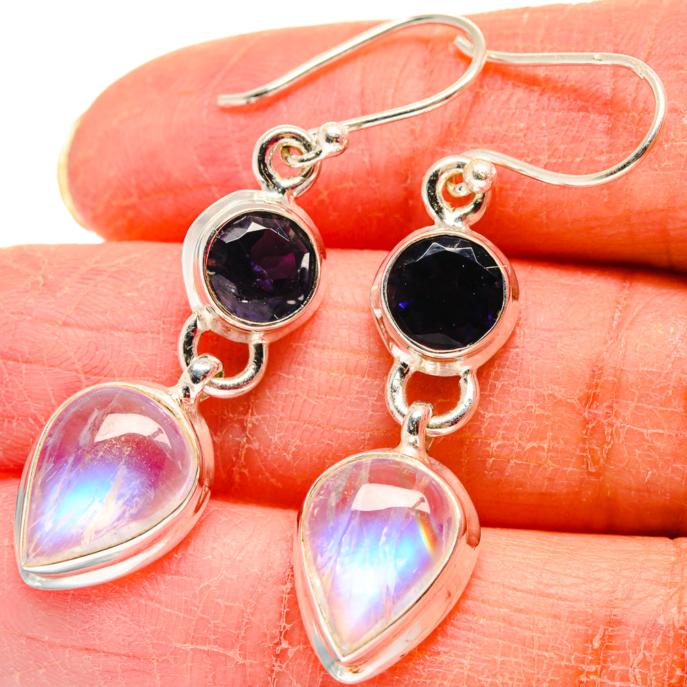 Rainbow Moonstone Earrings handcrafted by Ana Silver Co - EARR424034