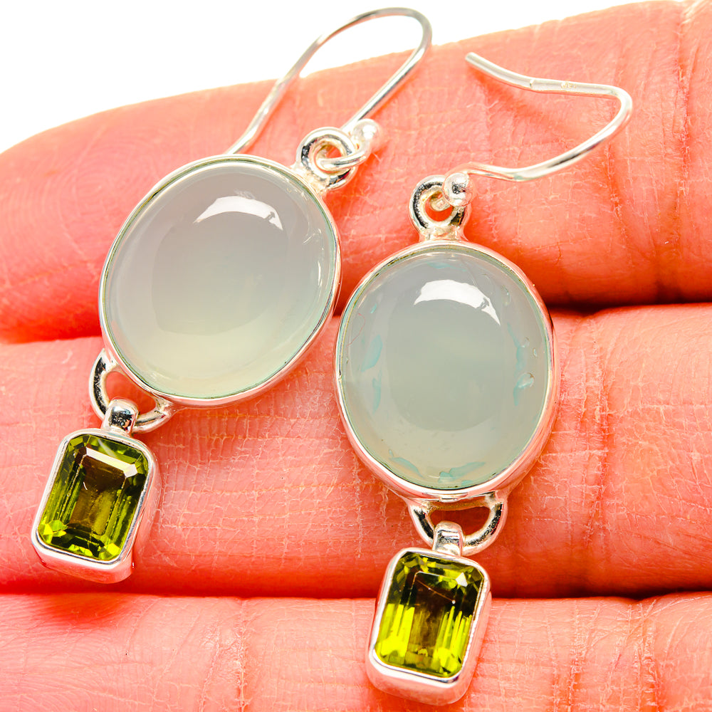 Aqua Chalcedony Earrings handcrafted by Ana Silver Co - EARR424036