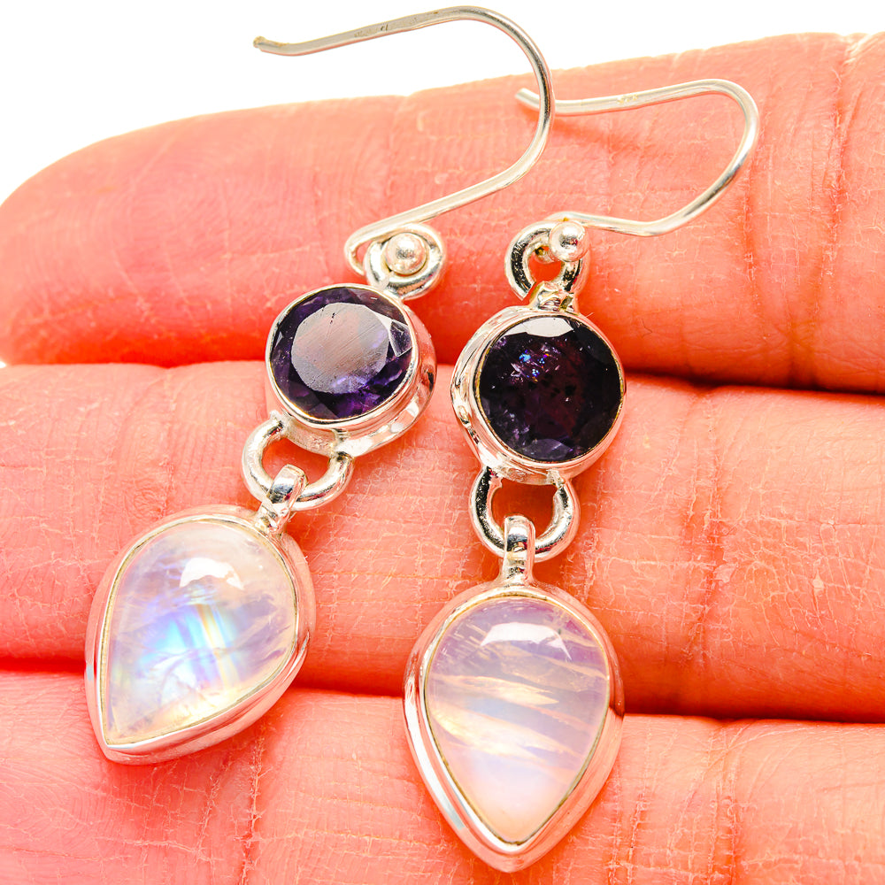 Rainbow Moonstone Earrings handcrafted by Ana Silver Co - EARR424037