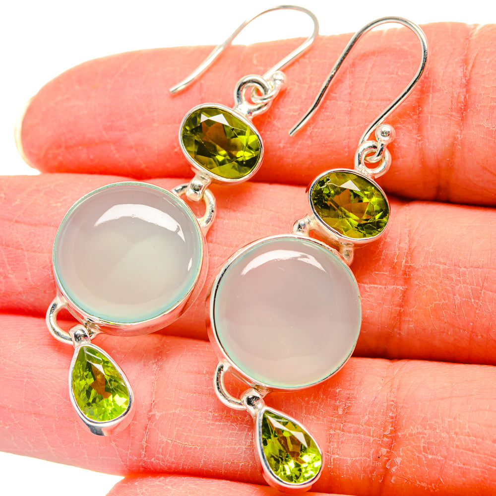 Aqua Chalcedony Earrings handcrafted by Ana Silver Co - EARR424044