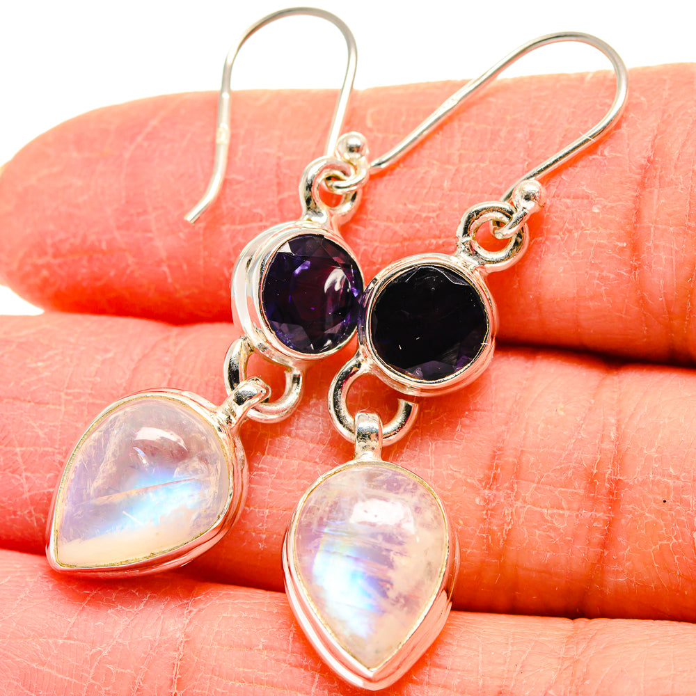 Rainbow Moonstone Earrings handcrafted by Ana Silver Co - EARR424053
