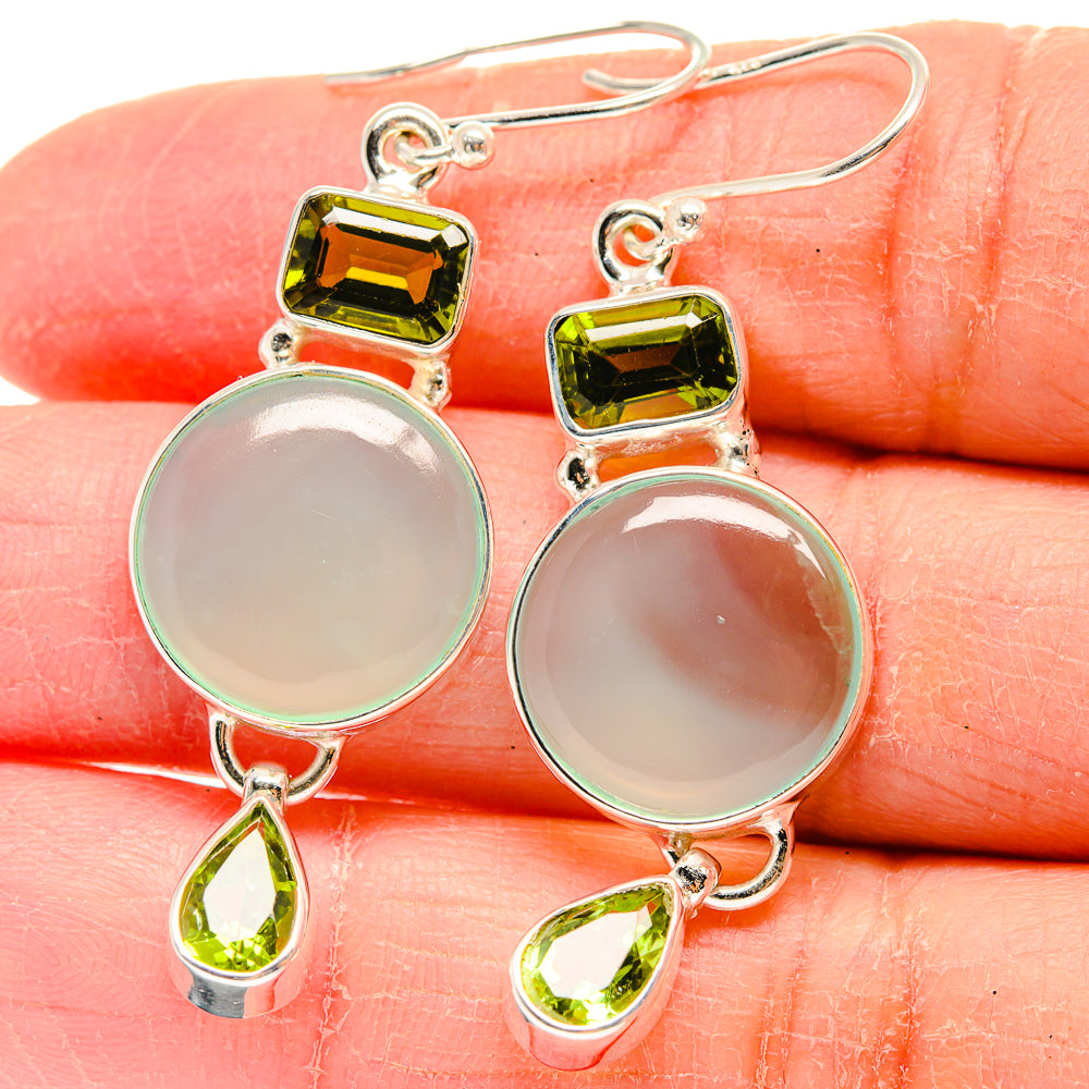 Aqua Chalcedony Earrings handcrafted by Ana Silver Co - EARR424078