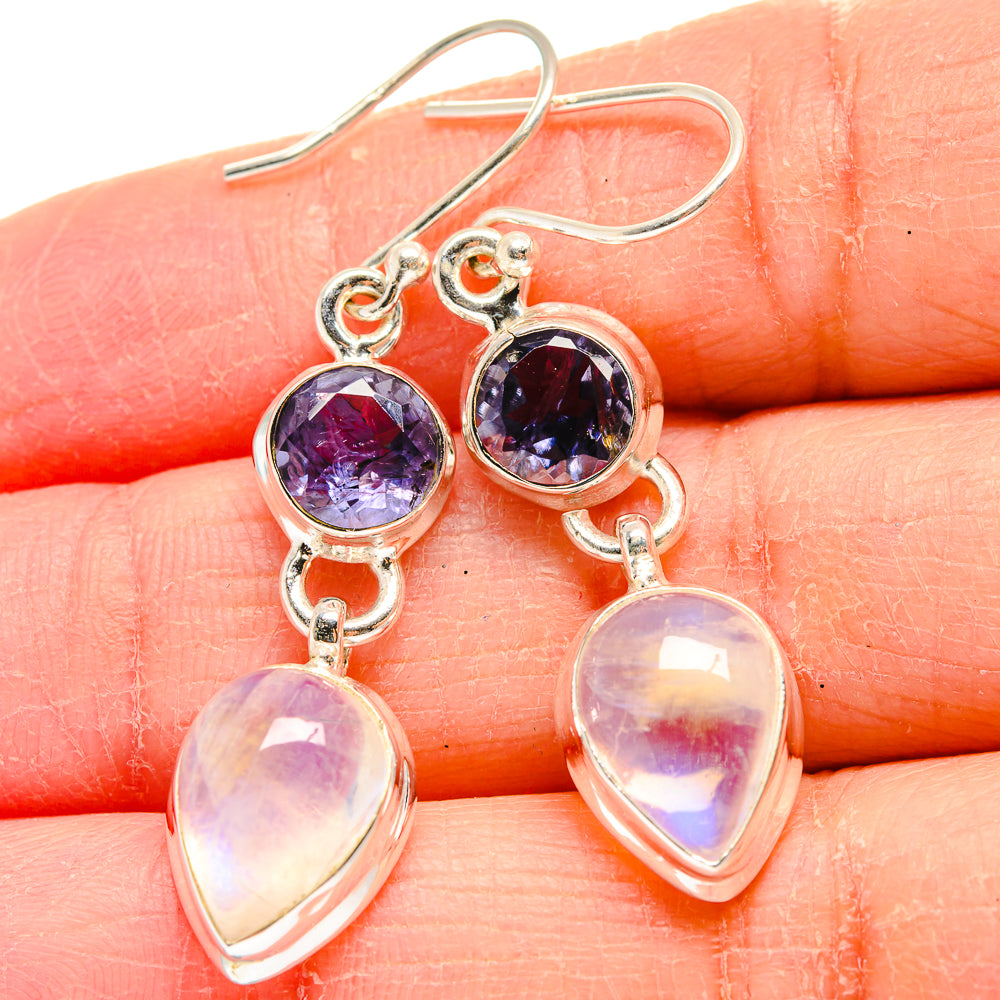 Rainbow Moonstone Earrings handcrafted by Ana Silver Co - EARR424081