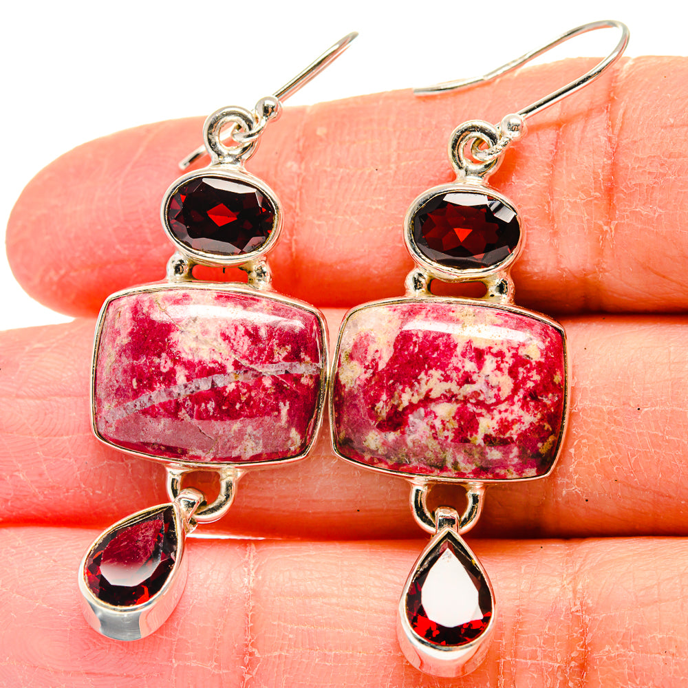 Thulite Earrings handcrafted by Ana Silver Co - EARR424082